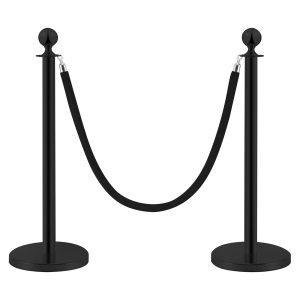 Postes Separadores de Acero Inoxidable Negro 2 Piezas con Cuerda de Terciopelo Negro de 1,5 m